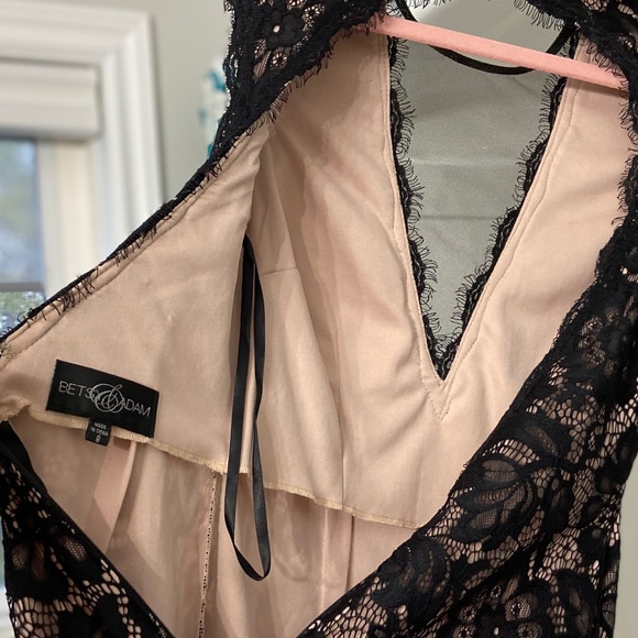 Betsy & Adam Black  Lace Illusion Dress size 8 - Picture 12 of 14